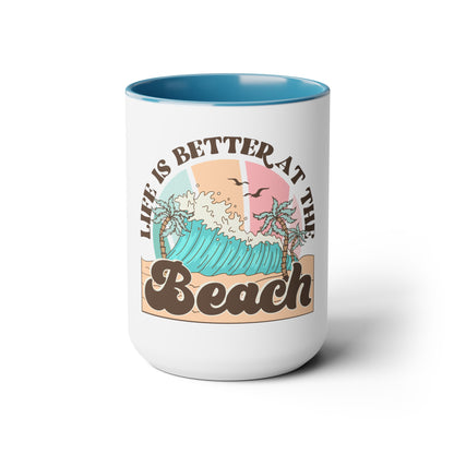 Better at beach Two-Tone Coffee Mugs, 15oz