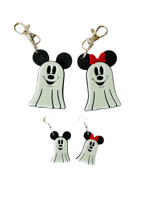 Glow in dark Mouse key chain/bag tag